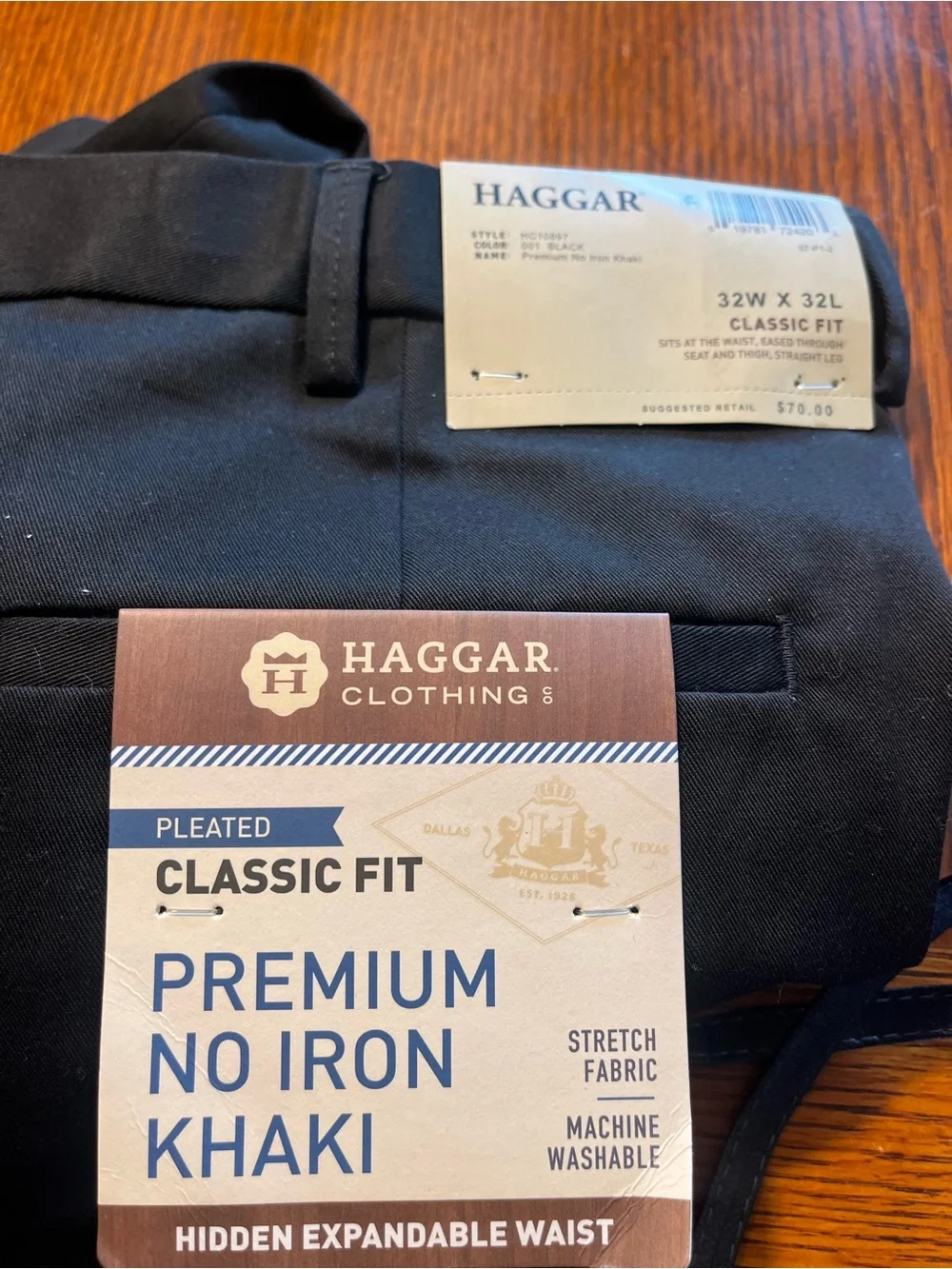 Haggar premium Men's Black Dress Pants - Classic Straight Fit 32x32
